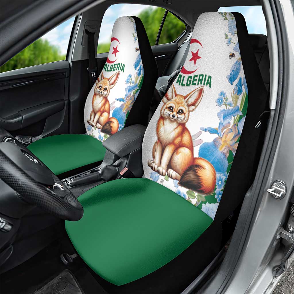 Afro Algeria Car Seat Cover Fennec Fox With Blue Isris Flower