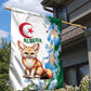 Afro Algeria Garden Flag Fennec Fox With Blue Isris Flower