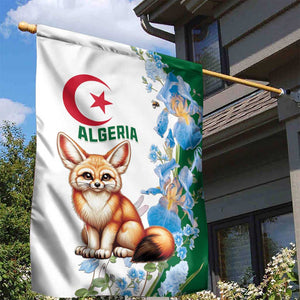 Afro Algeria Garden Flag Fennec Fox With Blue Isris Flower