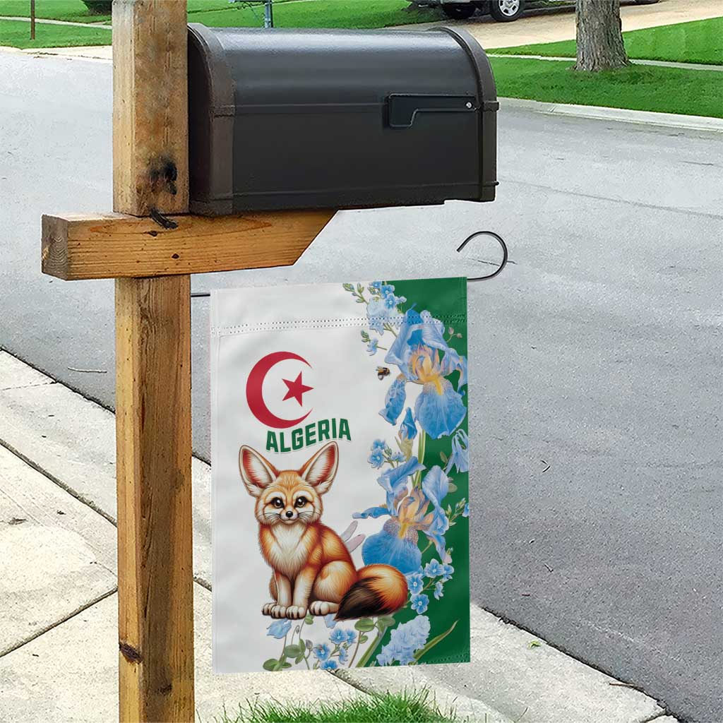 Afro Algeria Garden Flag Fennec Fox With Blue Isris Flower