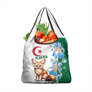 Afro Algeria Grocery Bag Fennec Fox With Blue Isris Flower