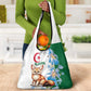 Afro Algeria Grocery Bag Fennec Fox With Blue Isris Flower