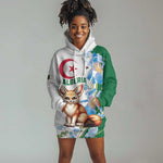 Afro Algeria Hoodie Dress Fennec Fox With Blue Isris Flower