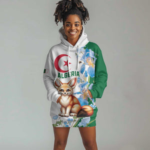 Afro Algeria Hoodie Dress Fennec Fox With Blue Isris Flower