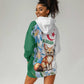 Afro Algeria Hoodie Dress Fennec Fox With Blue Isris Flower