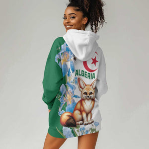 Afro Algeria Hoodie Dress Fennec Fox With Blue Isris Flower