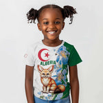 Afro Algeria Kid T shirt Fennec Fox With Blue Isris Flower