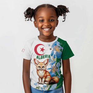 Afro Algeria Kid T shirt Fennec Fox With Blue Isris Flower