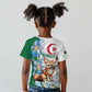 Afro Algeria Kid T shirt Fennec Fox With Blue Isris Flower