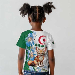 Afro Algeria Kid T shirt Fennec Fox With Blue Isris Flower