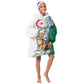 Afro Algeria Kid Wearable Blanket Hoodie Fennec Fox With Blue Isris Flower