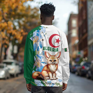 Afro Algeria Long Sleeve Shirt Fennec Fox With Blue Isris Flower