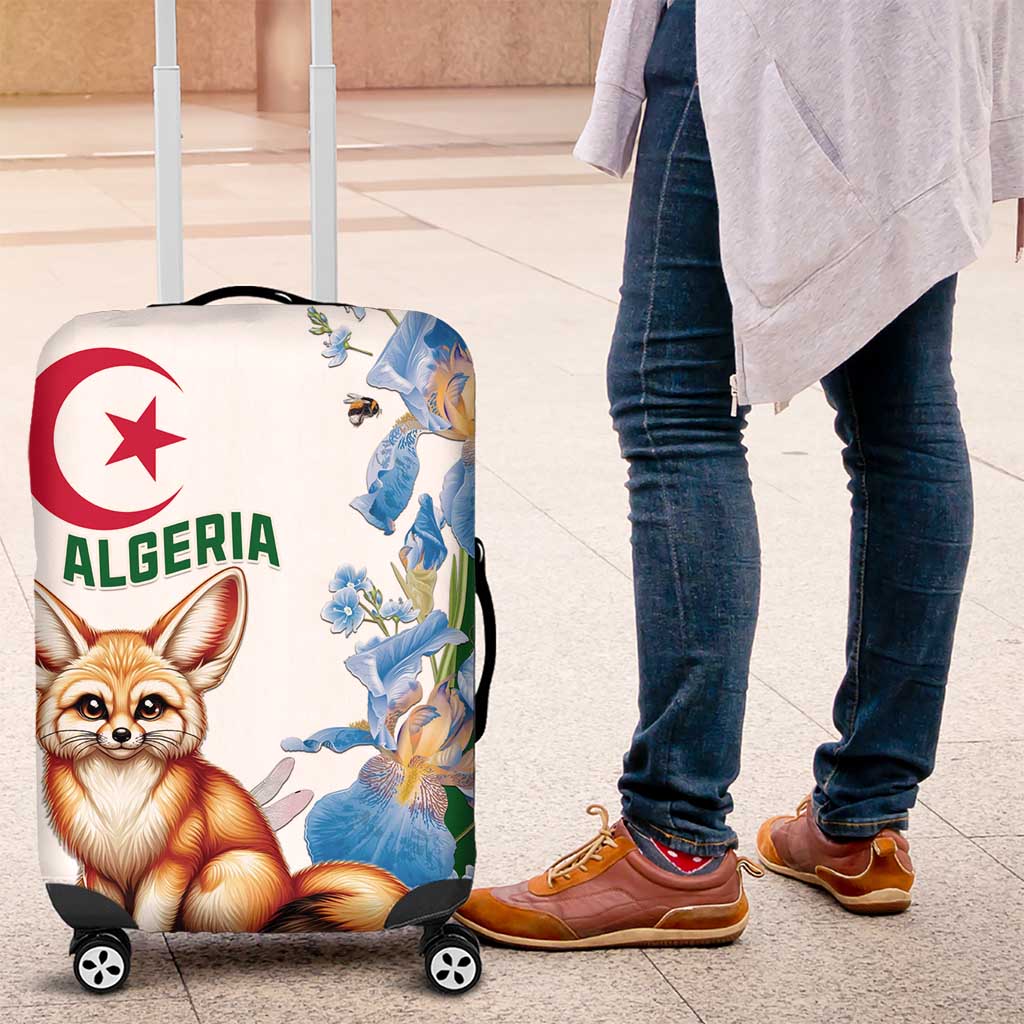 Afro Algeria Luggage Cover Fennec Fox With Blue Isris Flower