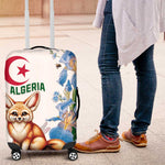 Afro Algeria Luggage Cover Fennec Fox With Blue Isris Flower