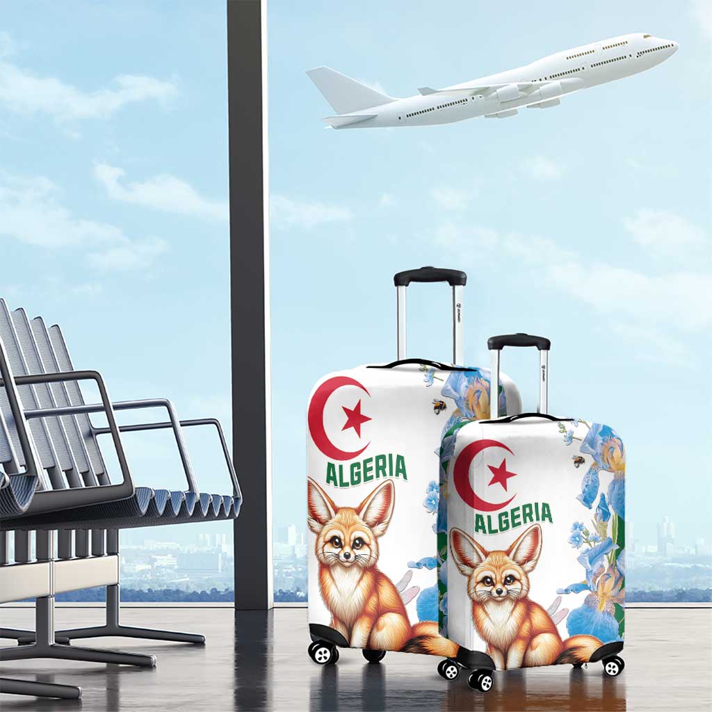 Afro Algeria Luggage Cover Fennec Fox With Blue Isris Flower