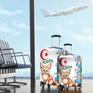 Afro Algeria Luggage Cover Fennec Fox With Blue Isris Flower