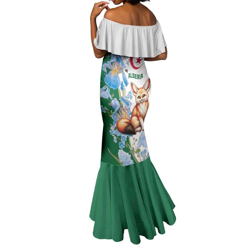 Afro Algeria Mermaid Dress Fennec Fox With Blue Isris Flower