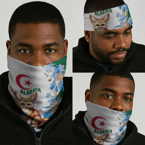 Afro Algeria Neck Gaiter Fennec Fox With Blue Isris Flower - African Pride