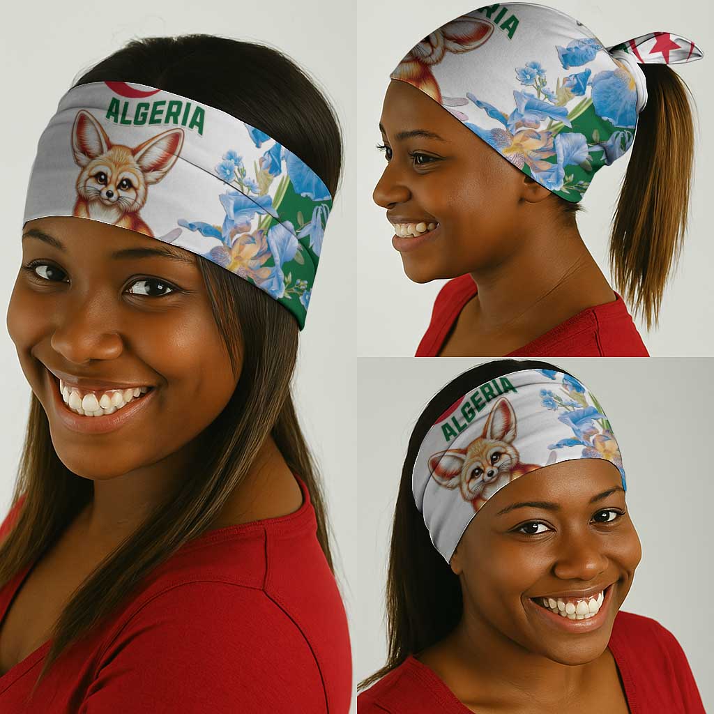 Afro Algeria Neck Gaiter Fennec Fox Blue Isris Flower LT15
