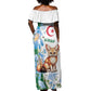 Afro Algeria Off Shoulder Maxi Dress Fennec Fox With Blue Isris Flower