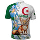Afro Algeria Polo Shirt Fennec Fox With Blue Isris Flower