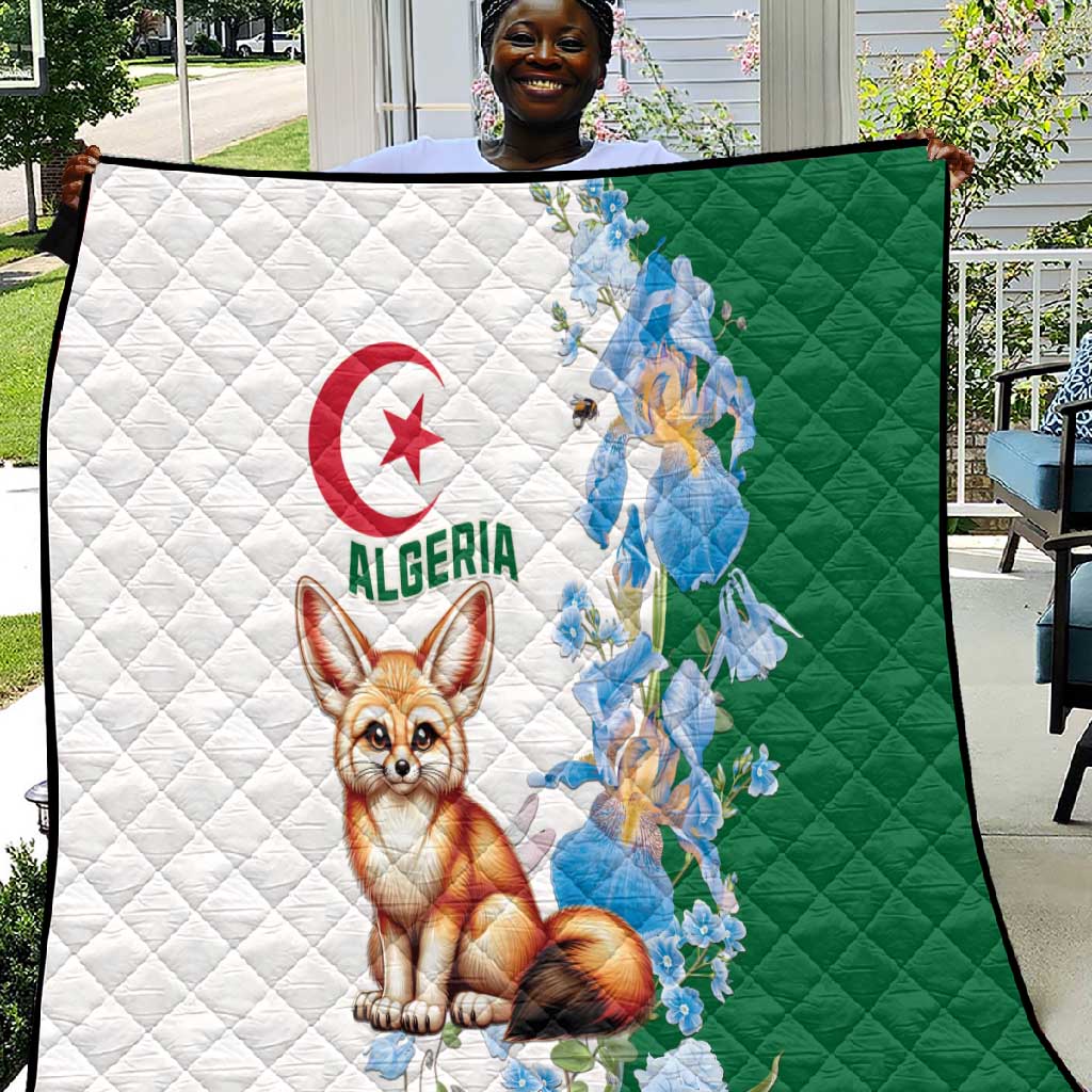 Afro Algeria Quilt Fennec Fox With Blue Isris Flower
