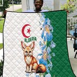 Afro Algeria Quilt Fennec Fox With Blue Isris Flower