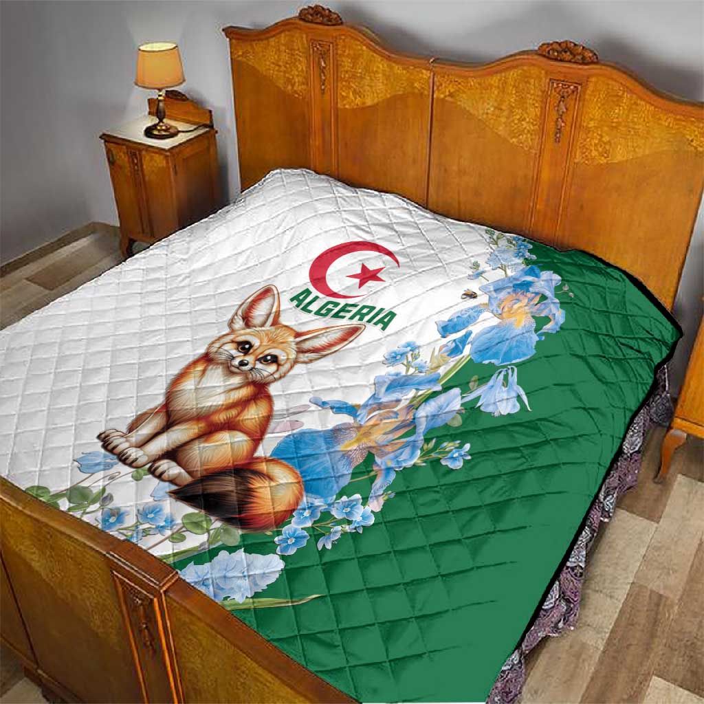 Afro Algeria Quilt Fennec Fox With Blue Isris Flower