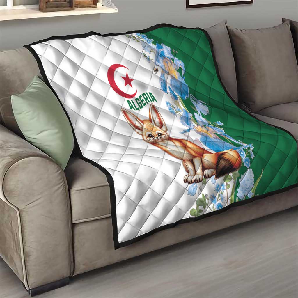 Afro Algeria Quilt Fennec Fox With Blue Isris Flower