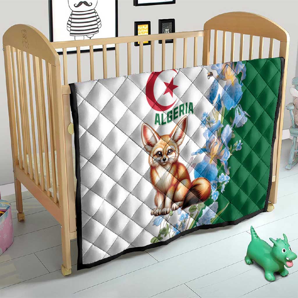 Afro Algeria Quilt Fennec Fox With Blue Isris Flower