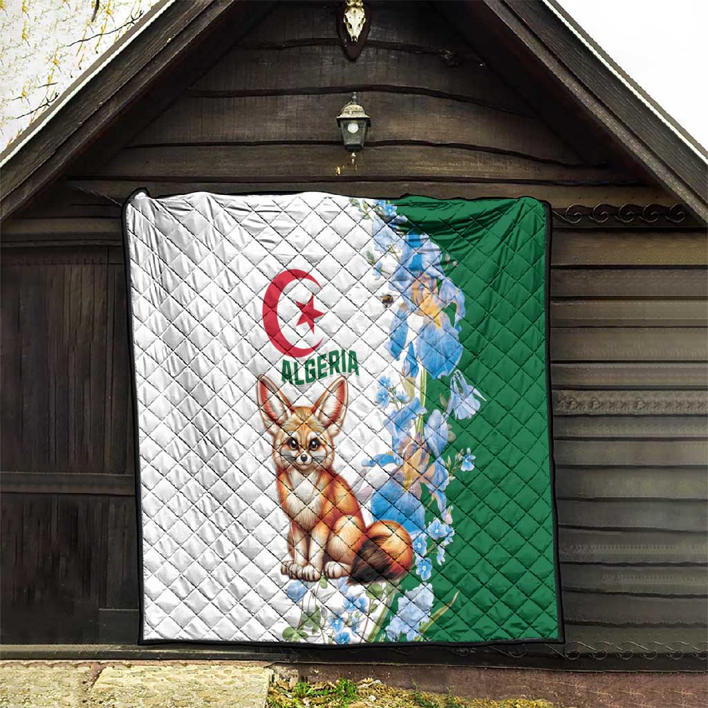 Afro Algeria Quilt Fennec Fox With Blue Isris Flower