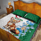 Afro Algeria Quilt Bed Set Fennec Fox With Blue Isris Flower