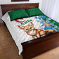 Afro Algeria Quilt Bed Set Fennec Fox With Blue Isris Flower