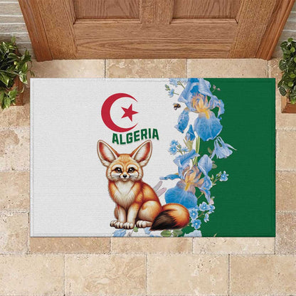 Afro Algeria Rubber Doormat Fennec Fox With Blue Isris Flower