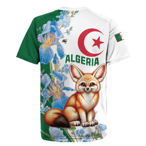 Afro Algeria Rugby Jersey Fennec Fox With Blue Isris Flower