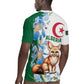 Afro Algeria Rugby Jersey Fennec Fox With Blue Isris Flower