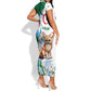 Afro Algeria Short Sleeve Bodycon Dress Fennec Fox With Blue Isris Flower LT15