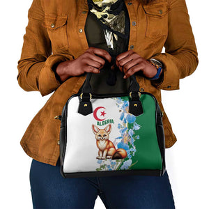Afro Algeria Shoulder Handbag Fennec Fox With Blue Isris Flower