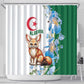 Afro Algeria Shower Curtain Fennec Fox With Blue Isris Flower
