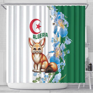 Afro Algeria Shower Curtain Fennec Fox With Blue Isris Flower