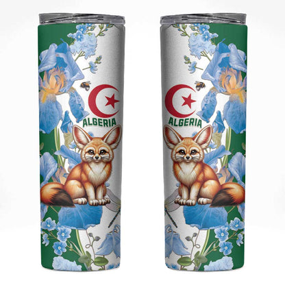 Afro Algeria Skinny Tumbler Fennec Fox With Blue Isris Flower