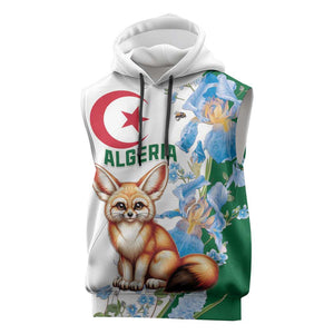 Afro Algeria Sleeveless Hoodie Fennec Fox With Blue Isris Flower - African Pride