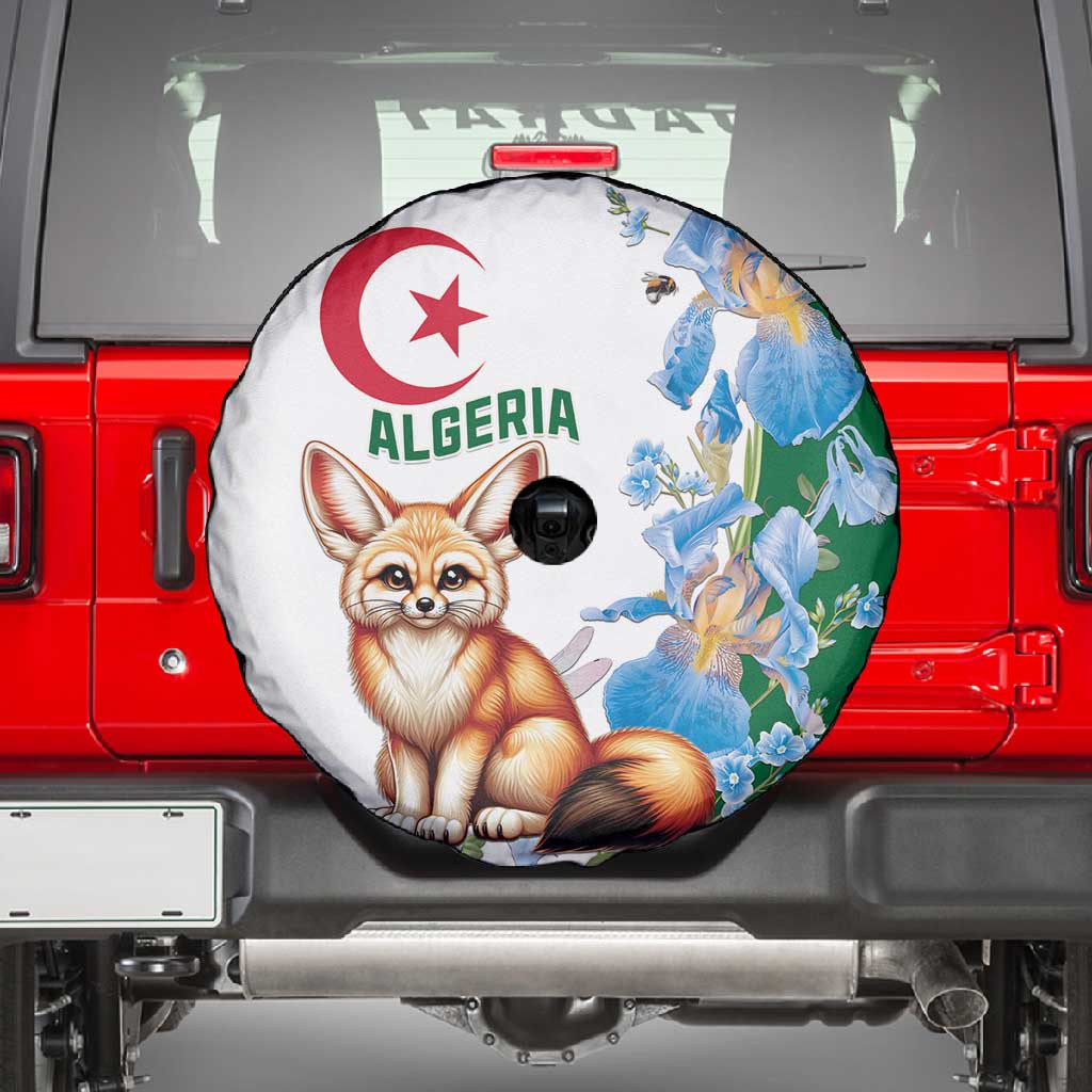 Afro Algeria Spare Tire Cover Fennec Fox With Blue Isris Flower