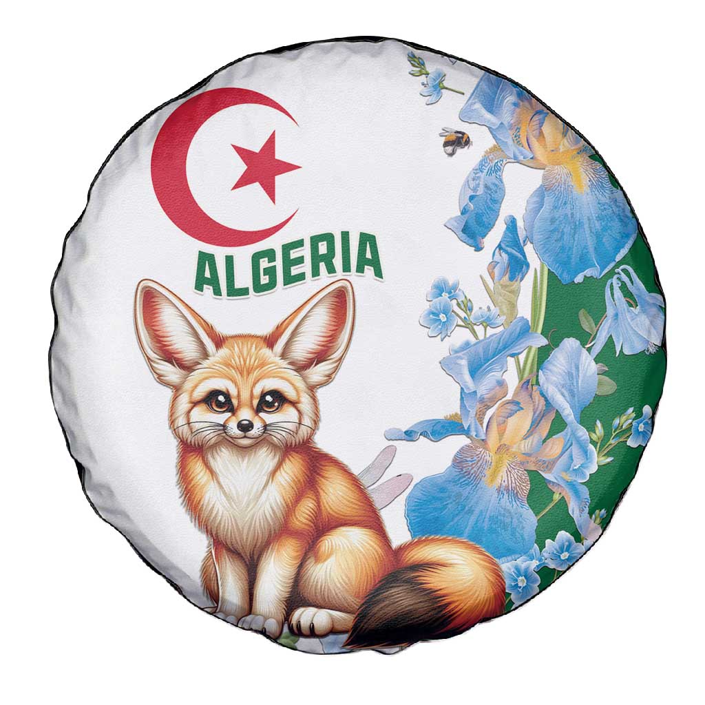 Afro Algeria Spare Tire Cover Fennec Fox With Blue Isris Flower