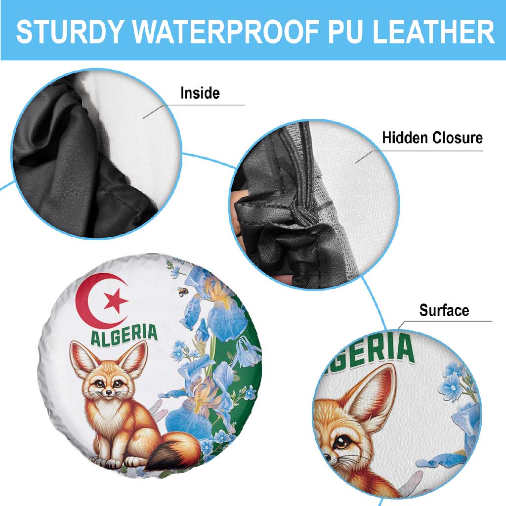 Afro Algeria Spare Tire Cover Fennec Fox With Blue Isris Flower