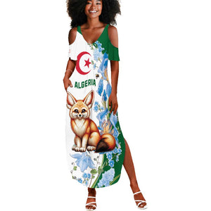 Afro Algeria Summer Maxi Dress Fennec Fox With Blue Isris Flower
