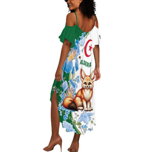 Afro Algeria Summer Maxi Dress Fennec Fox With Blue Isris Flower
