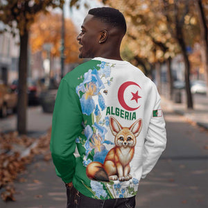 Afro Algeria Sweatshirt Fennec Fox With Blue Isris Flower