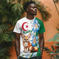 Afro Algeria T shirt Fennec Fox With Blue Isris Flower