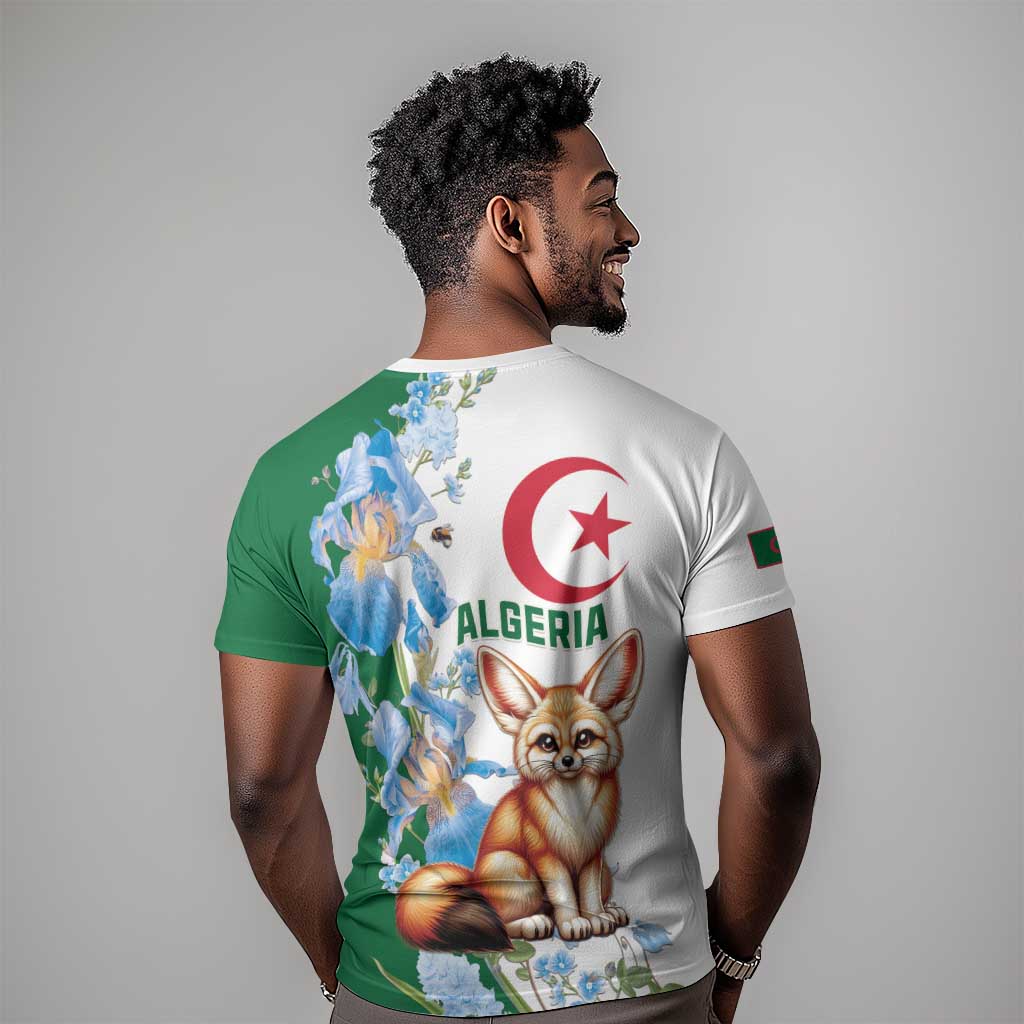 Afro Algeria T shirt Fennec Fox With Blue Isris Flower